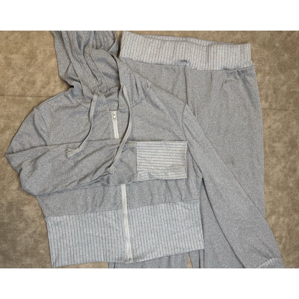 Women Casual Tracksuit Hoodie Sweatshirt Tops Pants Set Sweat Suit Grey Sz LARGE